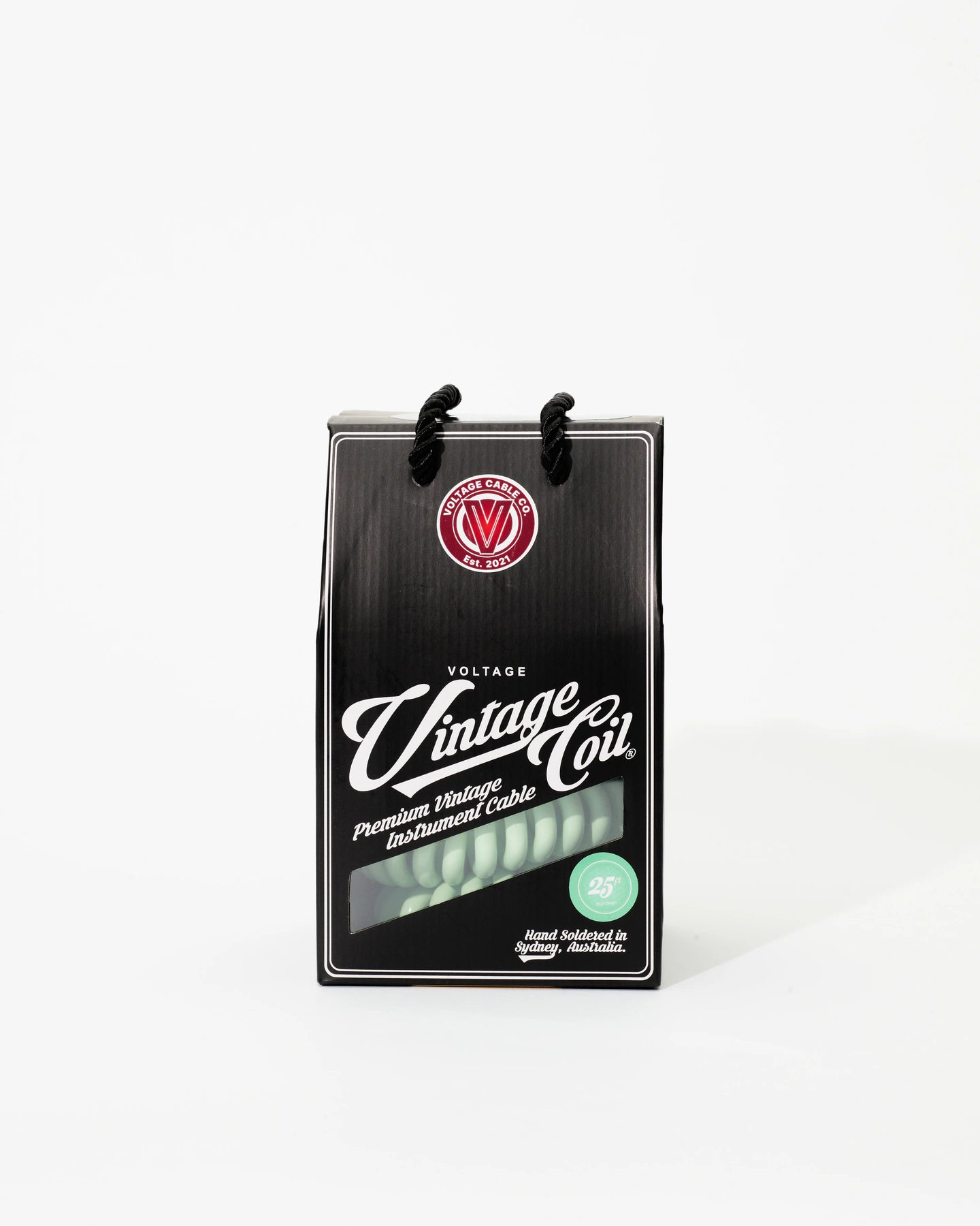 25 ft Surf-Green coiled guitar cable in retail box