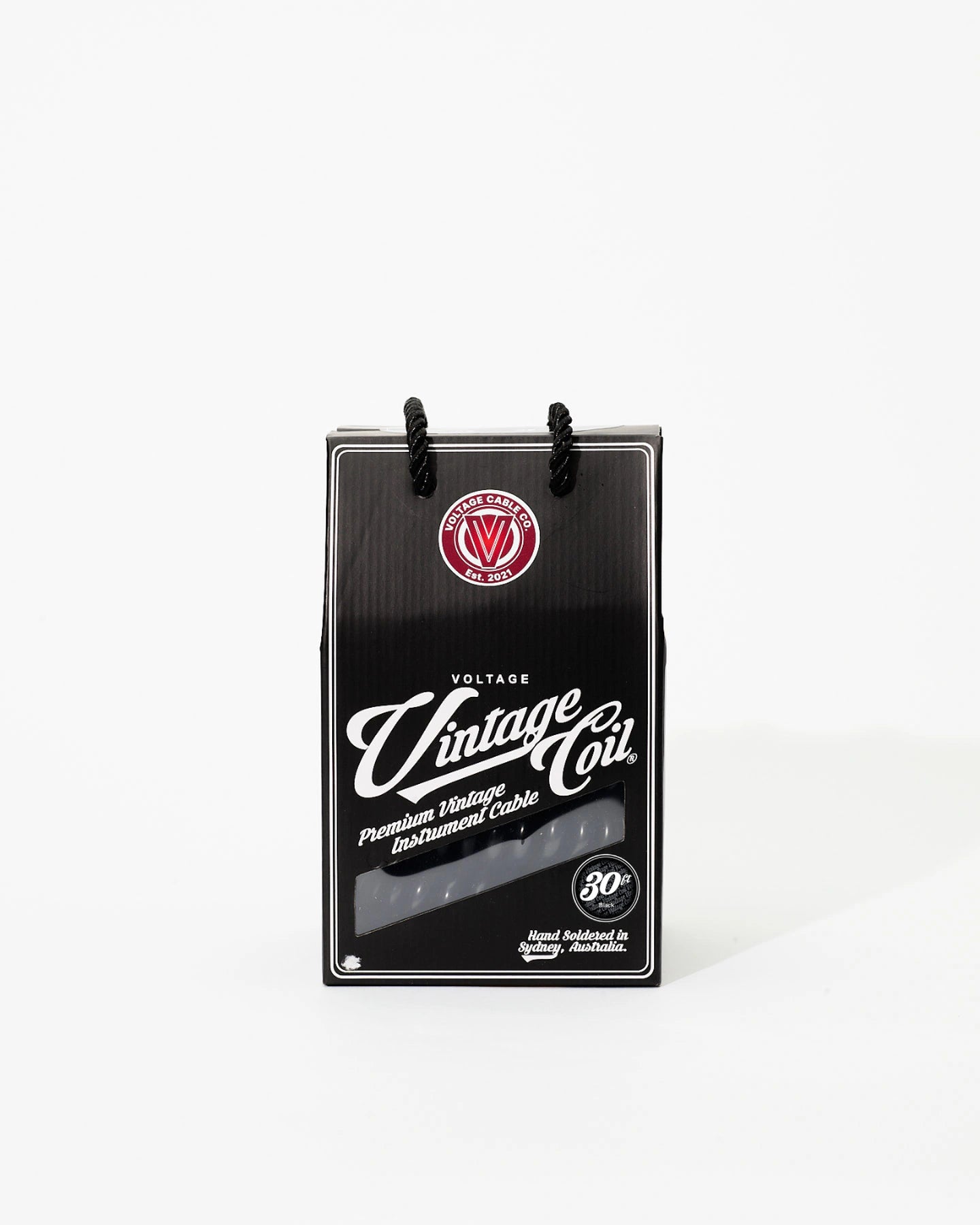 30 ft Black coiled guitar cable in retail box
