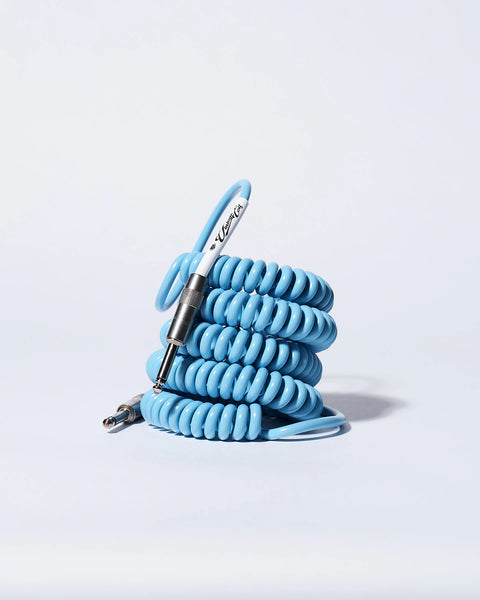 Electric Blue coiled guitar cable product photo Voltage Vintage Coil®
