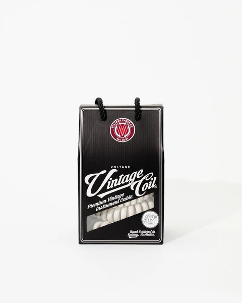 30 ft White coiled guitar cable in retail box
